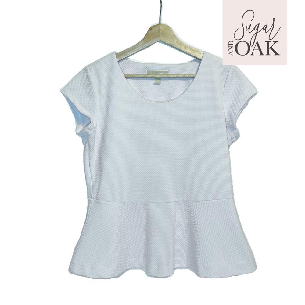 MICHAEL KORS White Textured Blouse Sz. L